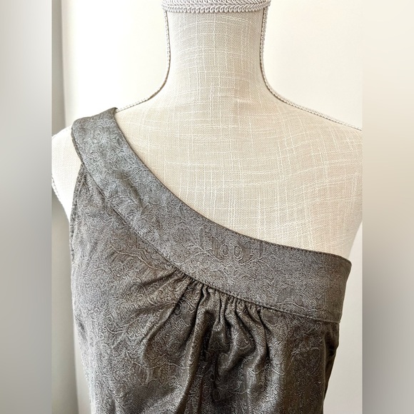 Renee C. Tunic Dress one shoulder Shimmery Brown Embossed Material XL - Picture 5 of 7
